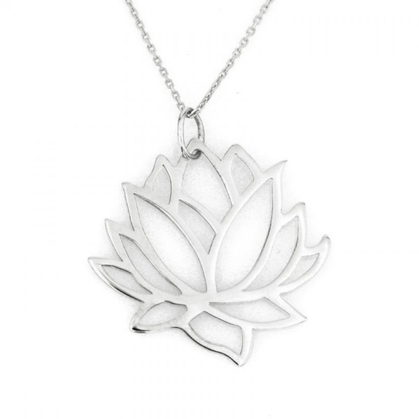 Taşsız Gümüş Lotus Çiçeği Kolye